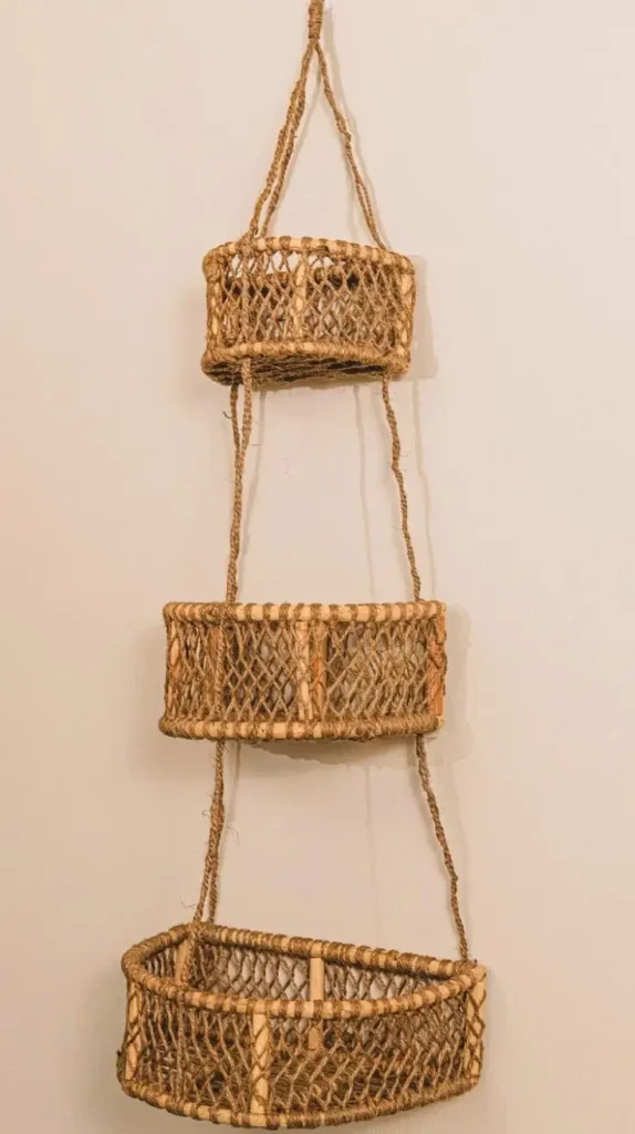 bathroom wall decor Hang Woven Baskets