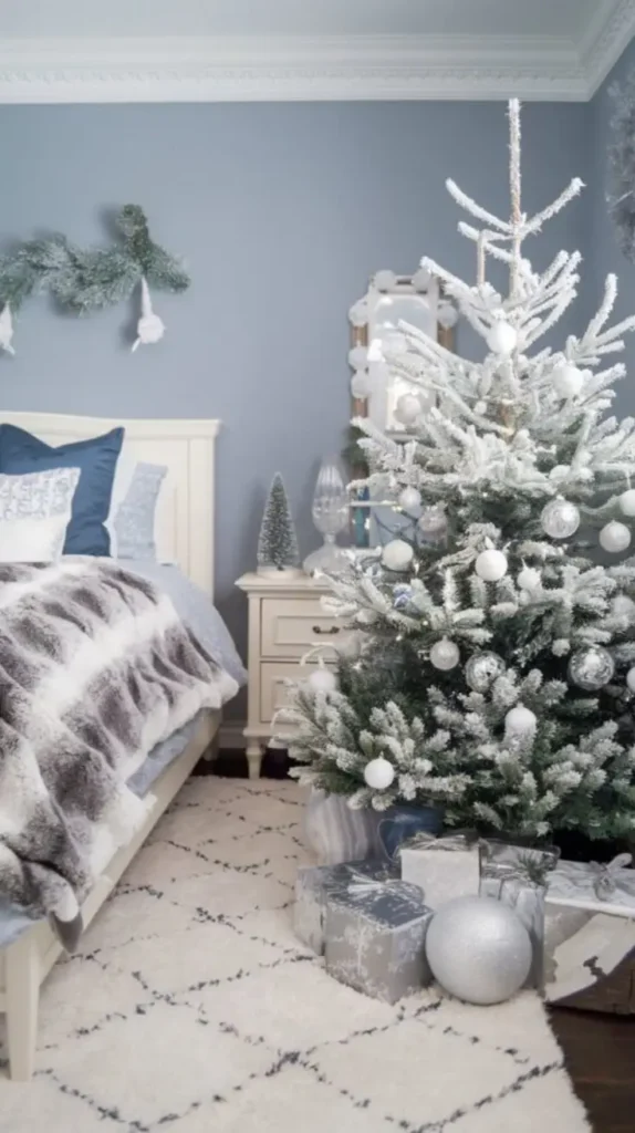 Frosted Blue Christmas Bedroom
