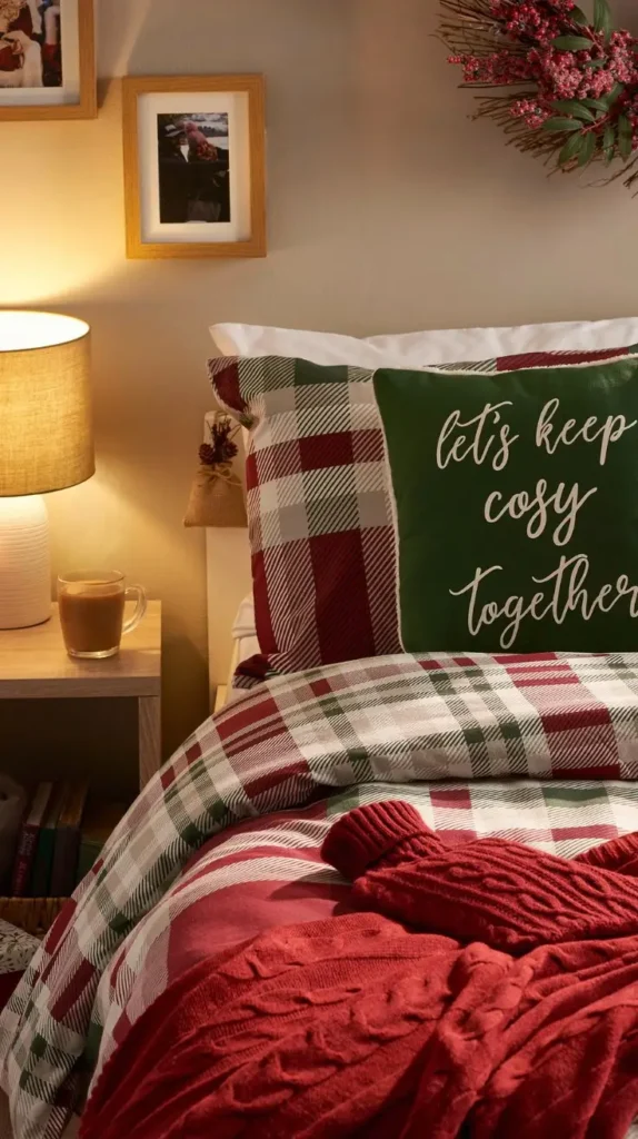 Classic Red and Green Christmas Bedroom