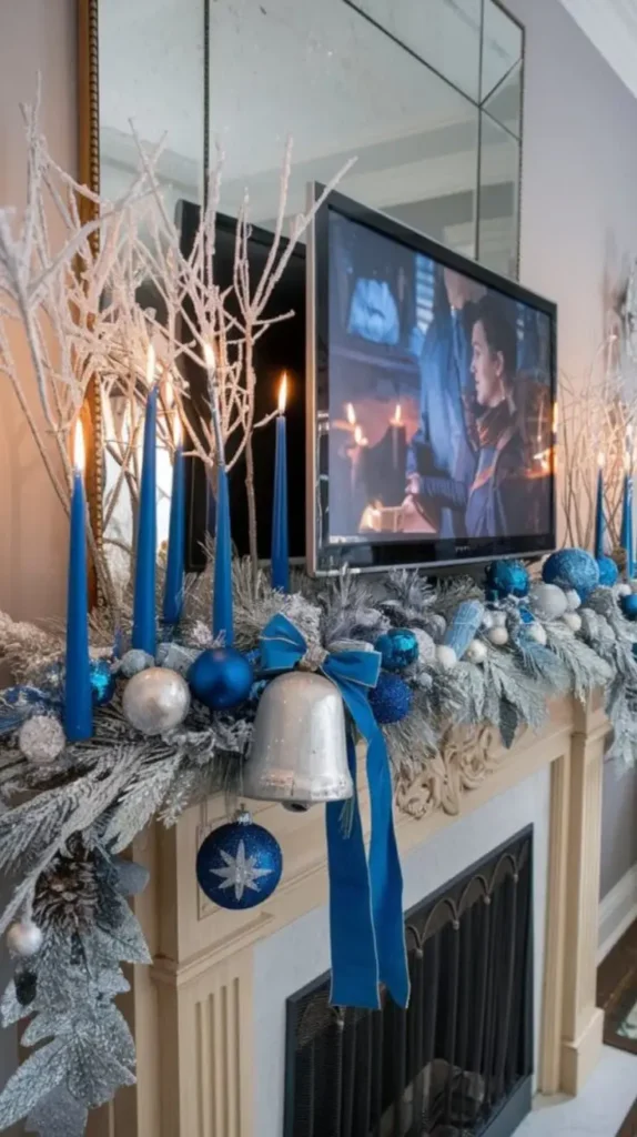 Elegant Silver and Blue Mantle