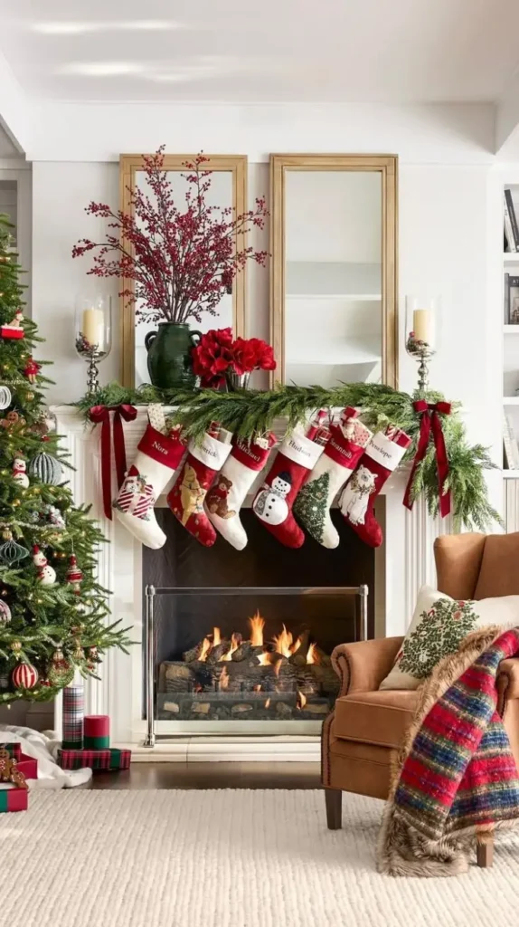 Classic Red and Green Christmas Mantle 