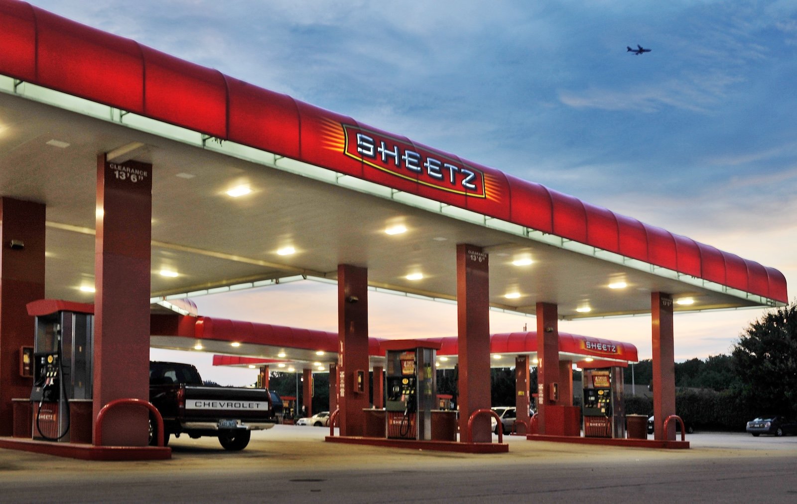 a sheetz gas station at dusk