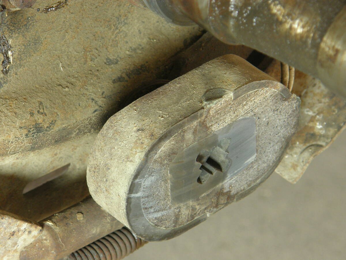 A close-up look at a worn-out magnet.