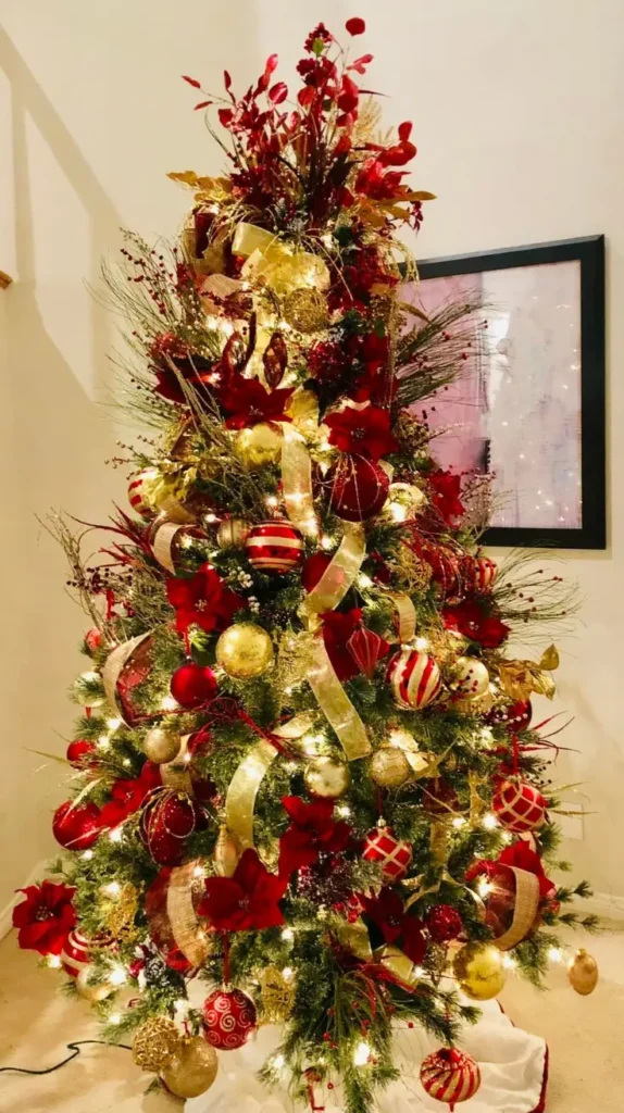 Classic Red and Gold Christmas Tree