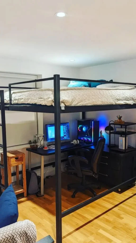 Loft Bed with Desk Setup  Loft Bed with Desk Setup