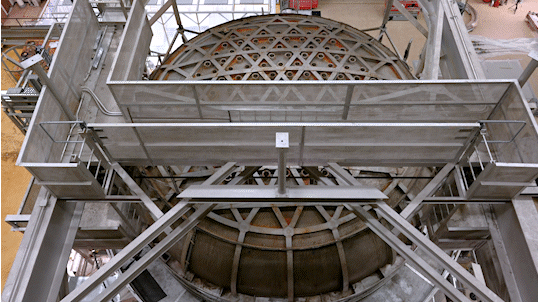 Gif of the inner portion of the observatory exiting thermal vacuum testing