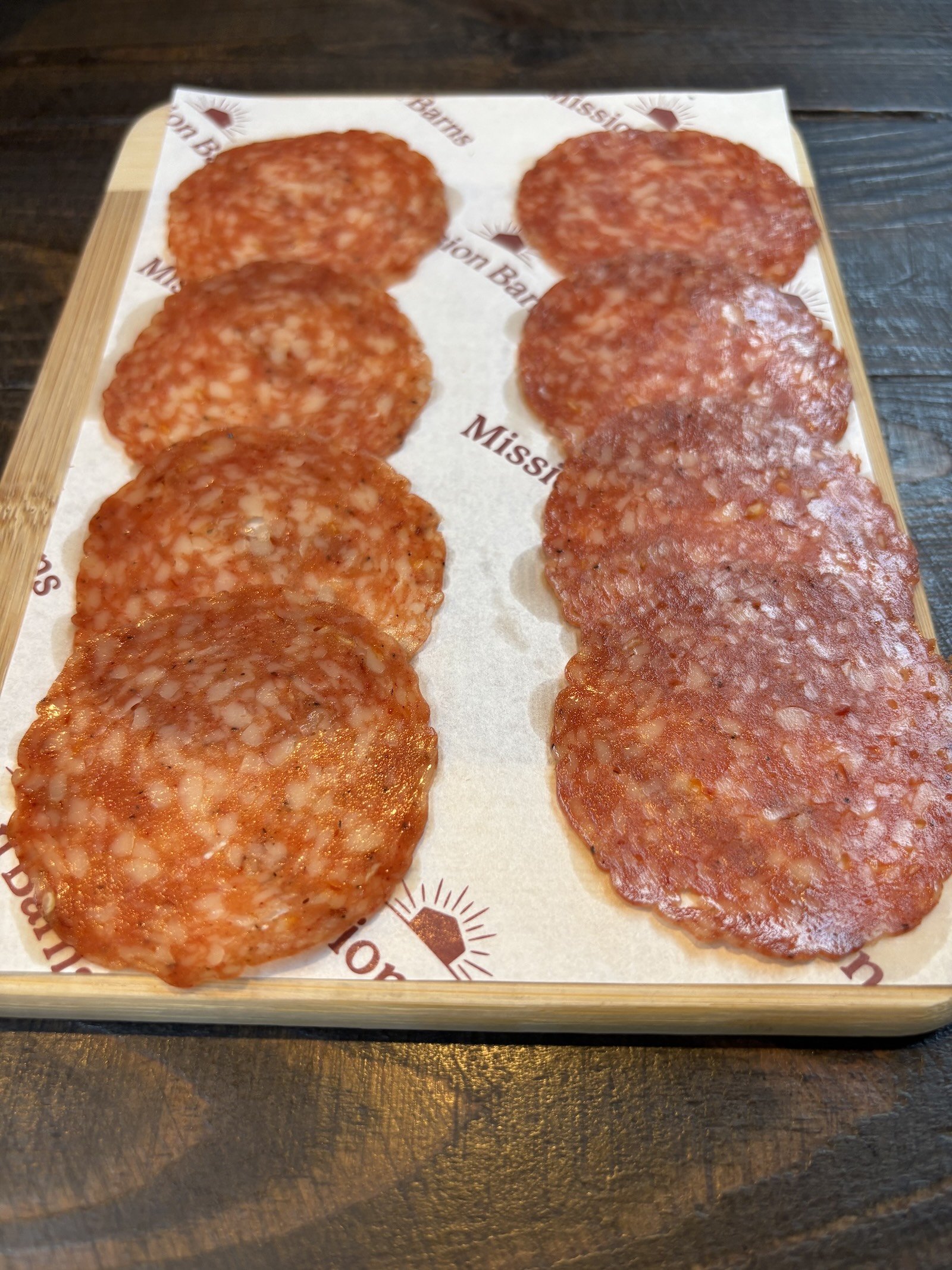 A tray of Mission Barns' cultivated meat patties