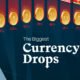 A cut-off view of coins falling off a cliff with the text "the biggest currency drops".