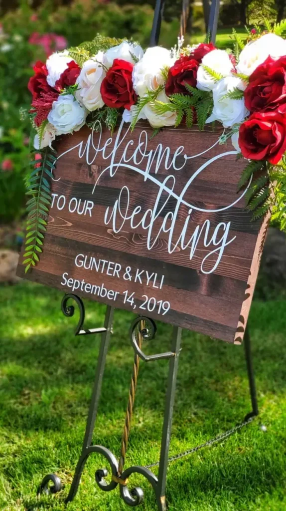 Garden Themed Wedding Welcome Sign With Greenery Garden Themed Wedding Welcome Sign With Greenery
