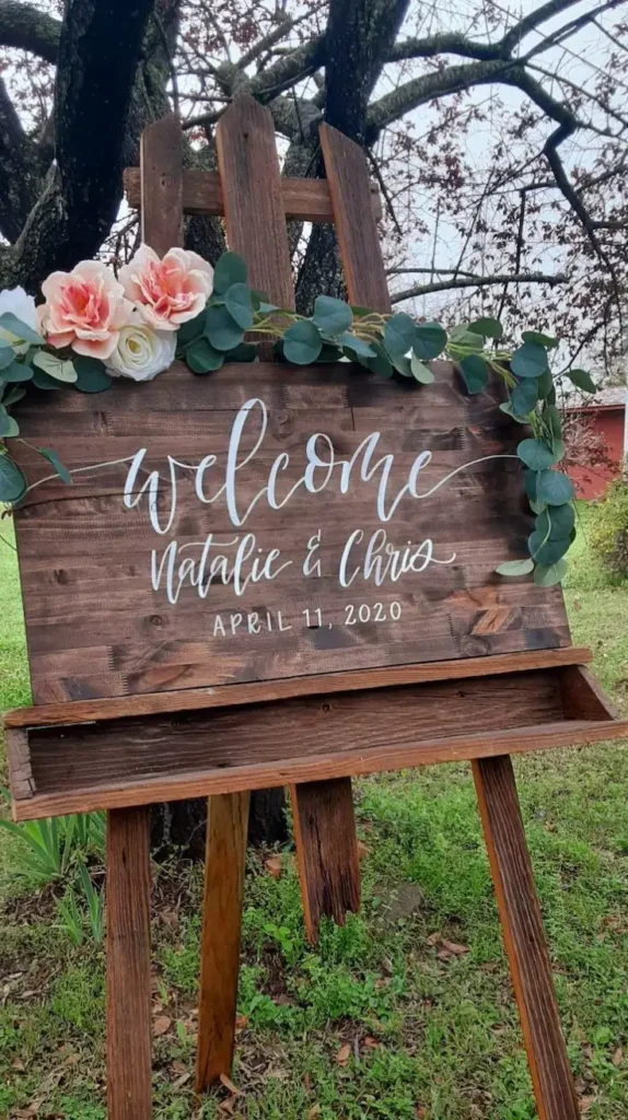 Rustic Wooden Welcome Sign With Calligraphy Rustic Wooden Welcome Sign With Calligraphy
