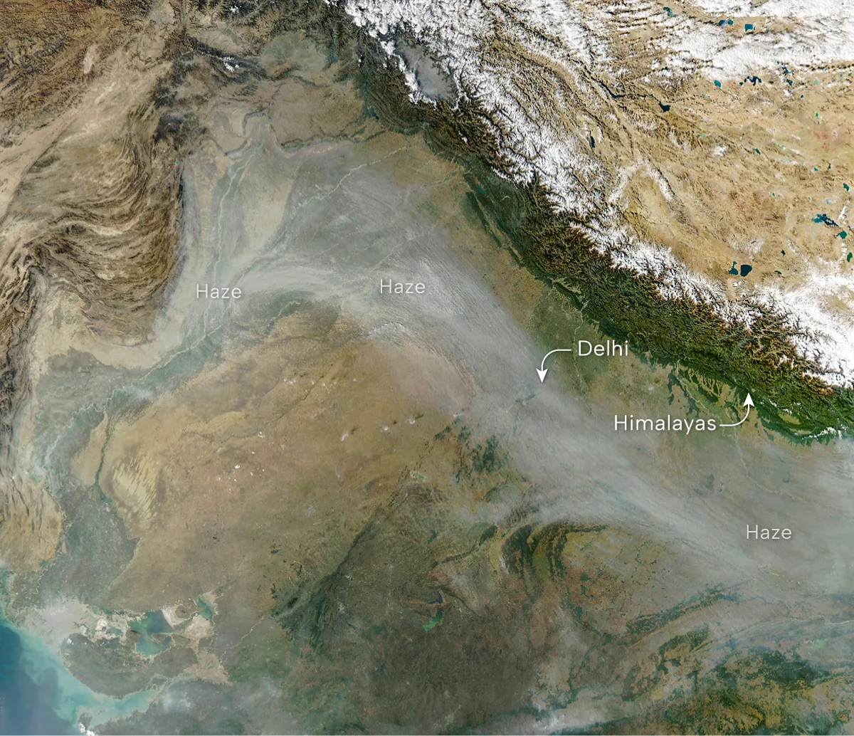 Stubble Burning Shrouds Northern India in Haze