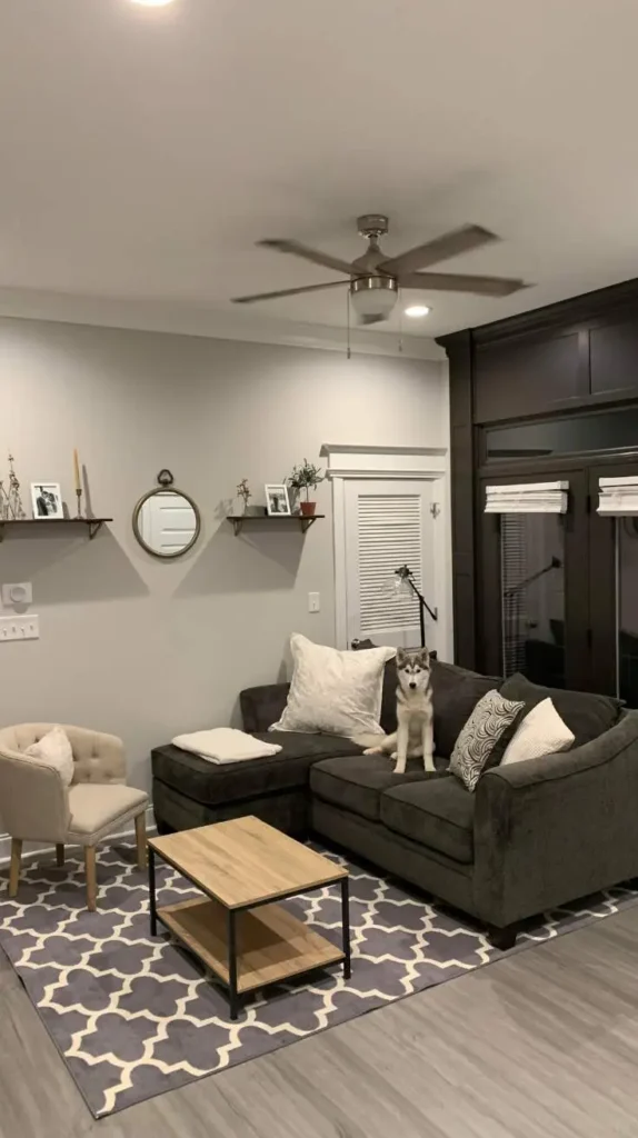 Very Small Living Room patterned rug