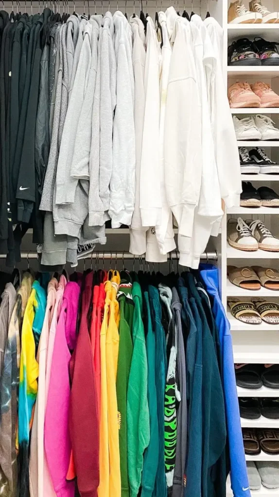 Closet Organization Arrange Clothes by Color