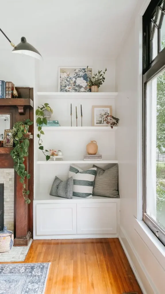 Blanket Storage Living Room Built-In Shelving
