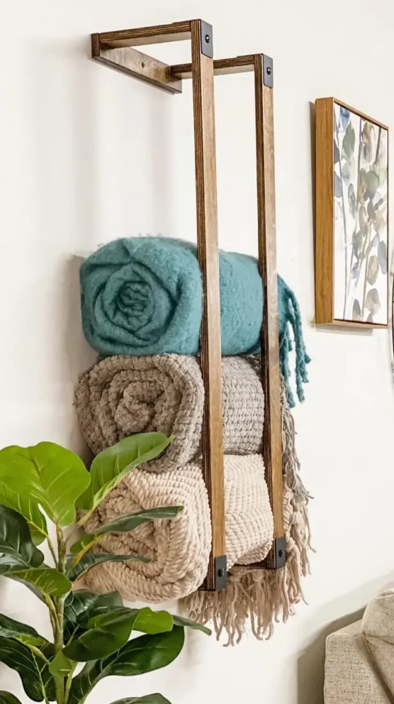 Blanket Storage Living Room Floating Shelves