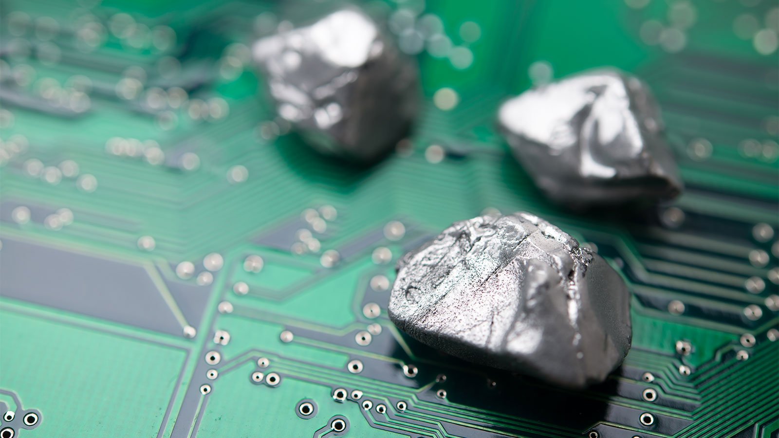 minerals on top of a computer chip