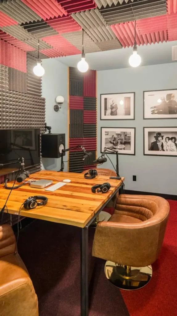 Creative Podcast Studio with Wall Art