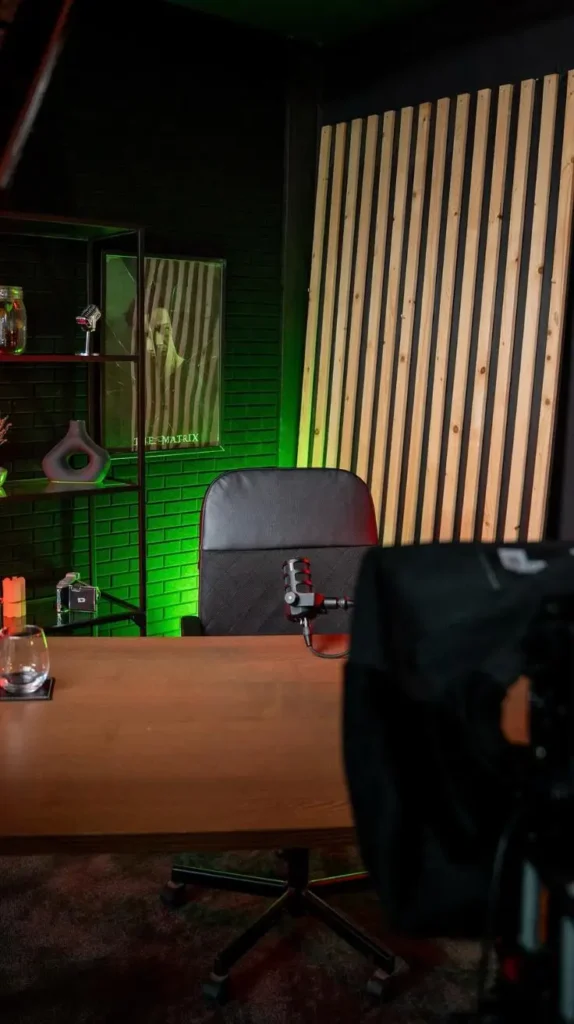 Cozy Podcast Studio for Long Conversations