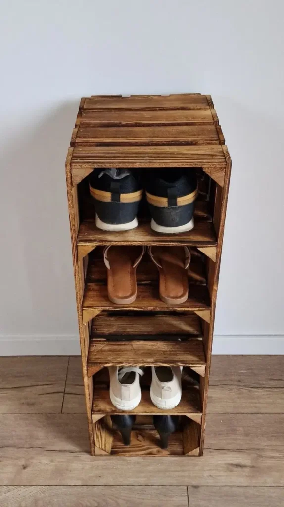 DIY Crate Stacking Shoe organizer