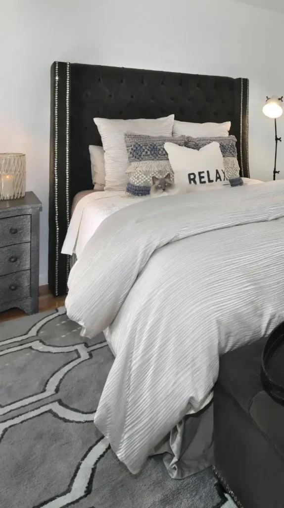 Black and Grey Bedroom Grey Upholstered Headboards