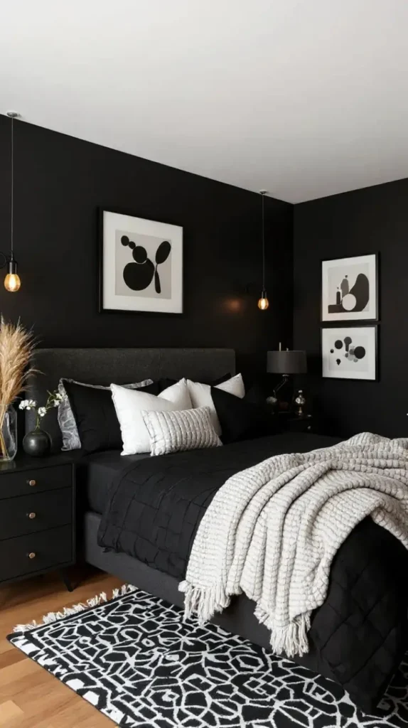 Black and Grey Bedroom Matte Finishes