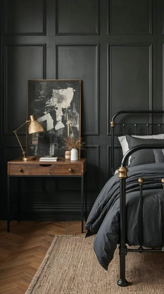 Black and Grey Bedroom Metallic lamps