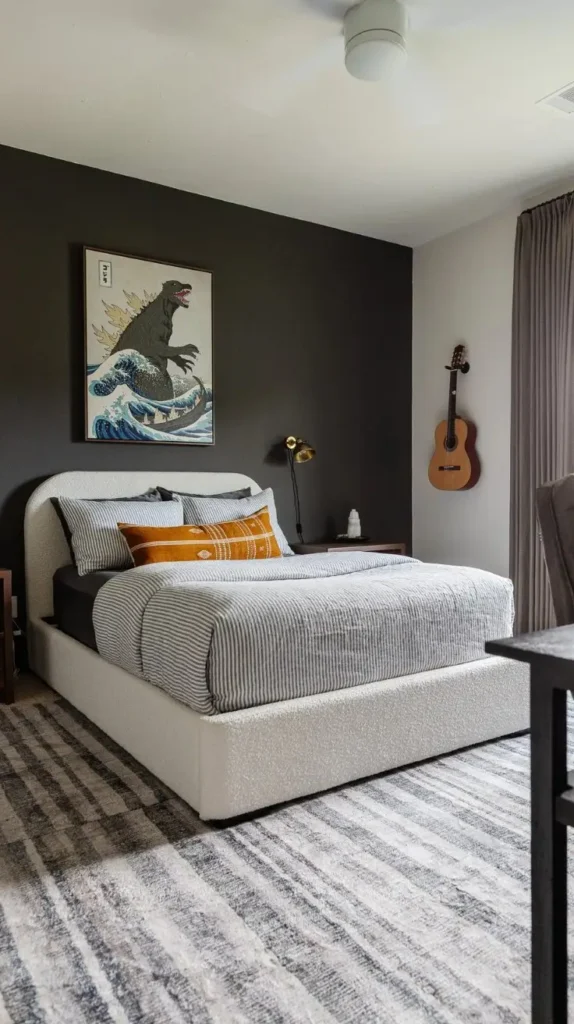 Black and Grey Bedroom Soft Charcoal Walls 