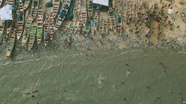 Textile waste on the beach in Accra, Ghana