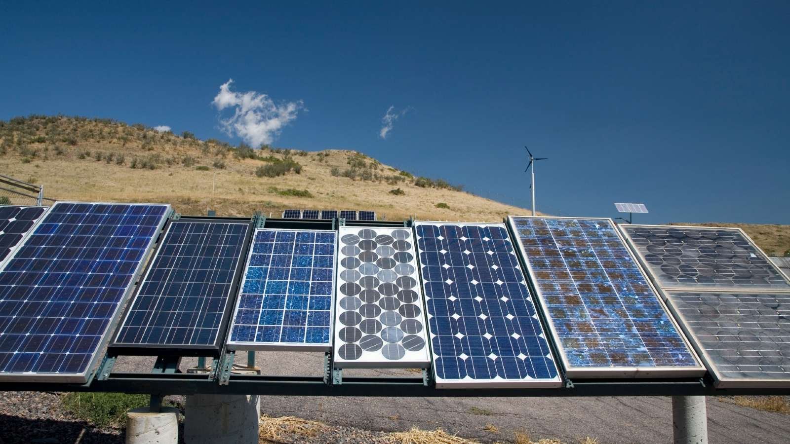 Photovoltaic panels being tested at the National Renewable Energy Laboratory's Outdoor Test Facility. The lab is operated by the US Department of Energy.