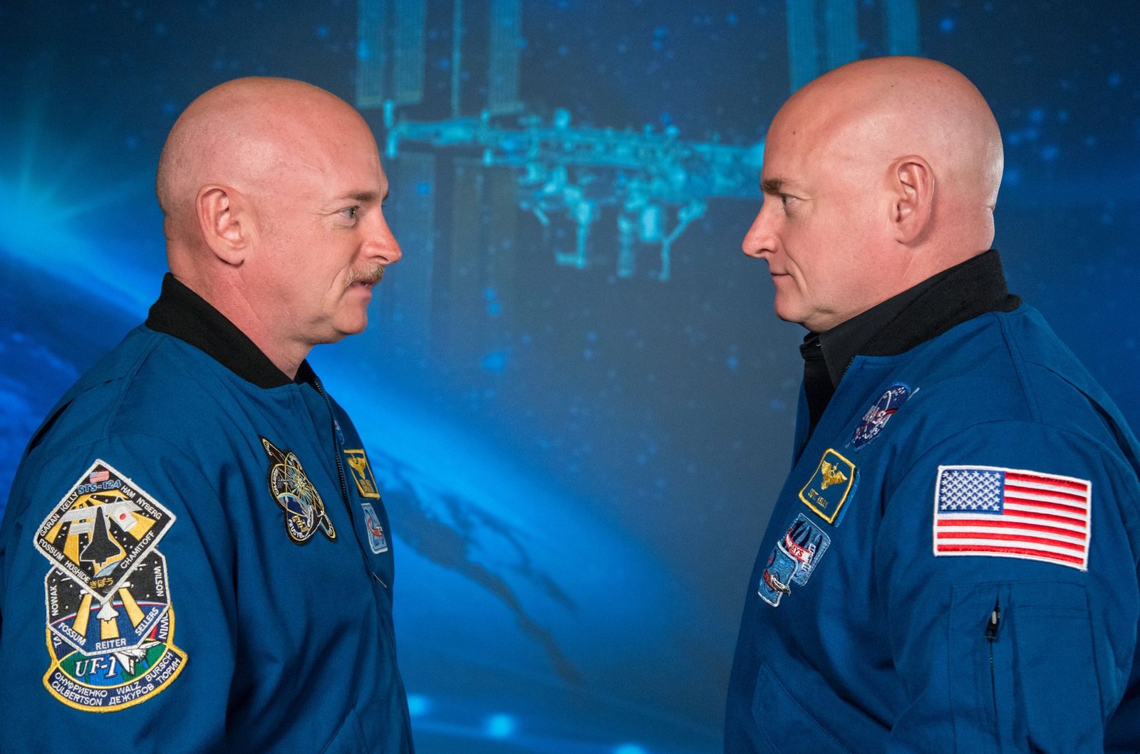 Identical twin astronauts Mark and Scott Kelly