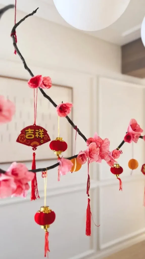 chinese new year Door Plum Blossom and Peach Blossom Decor