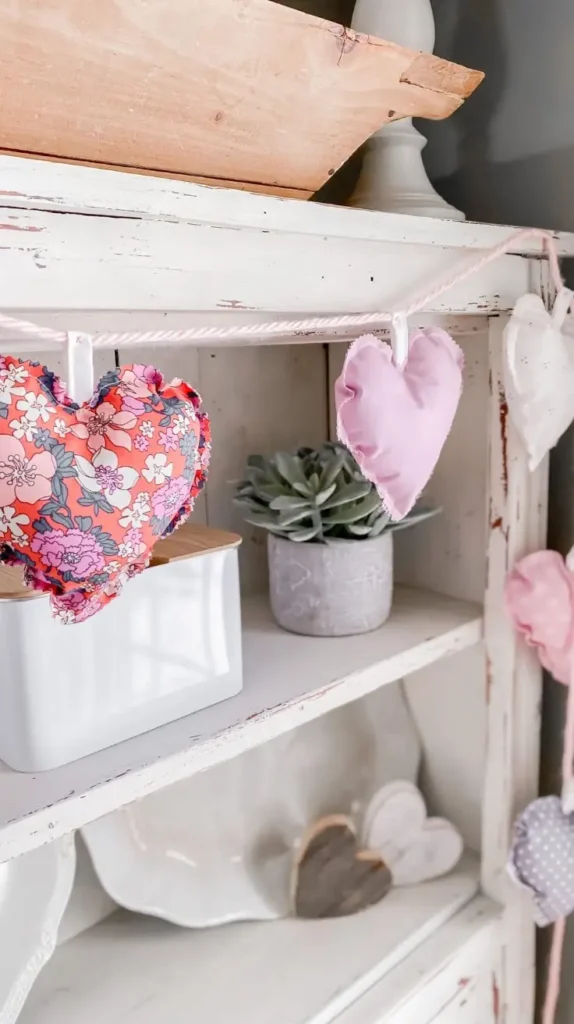 Valentine’s Garland Across Shelves