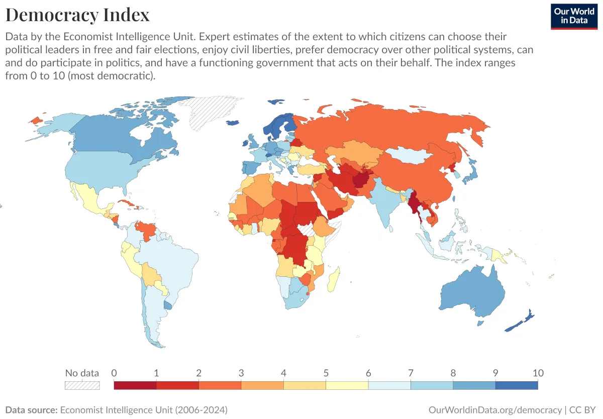 Mapped: Democracy Around the World in 2025