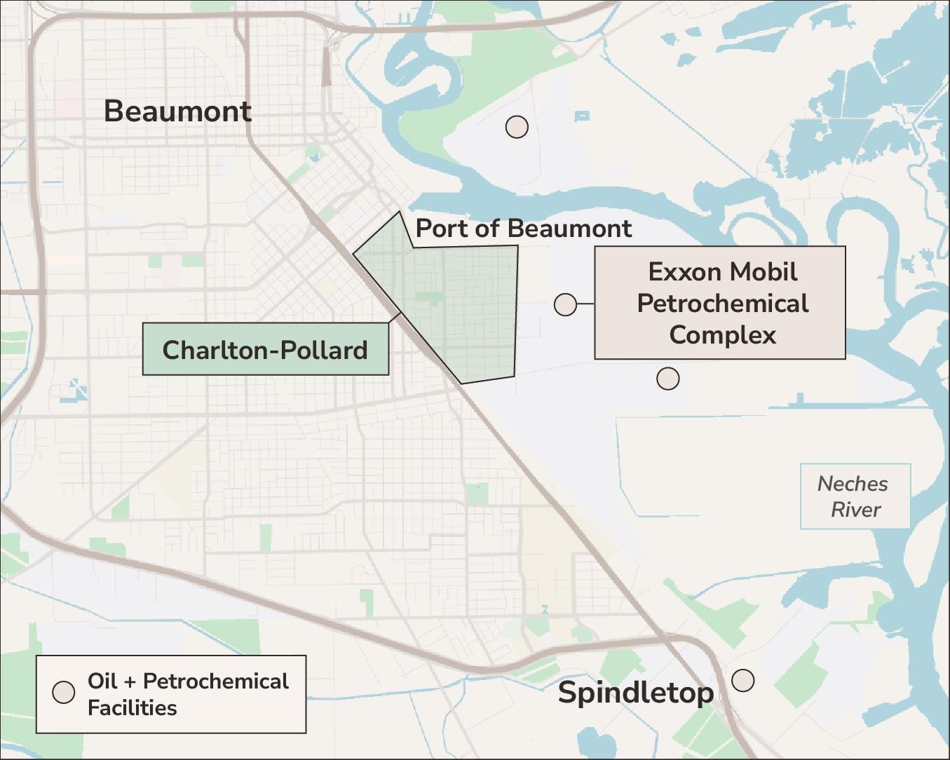 Petrochemical facilities near Beaumont