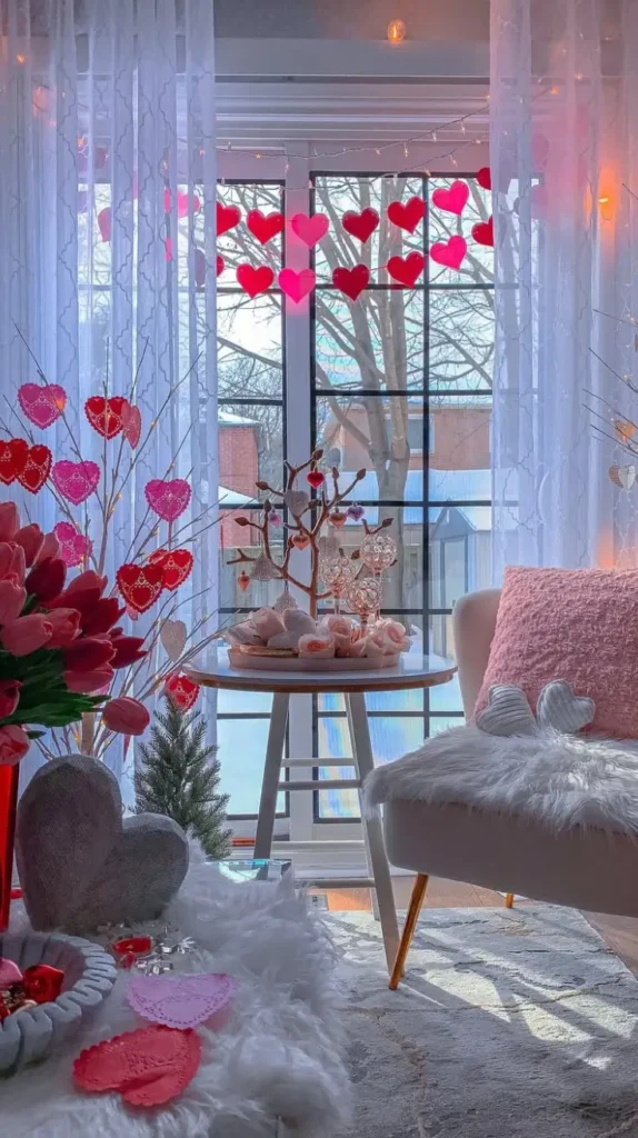 Valentine's Day Window and Curtain Decor