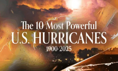 Preview of a chart showing the 10 most powerful hurricanes in the U.S. from 1900-2025, using data from NOAA.