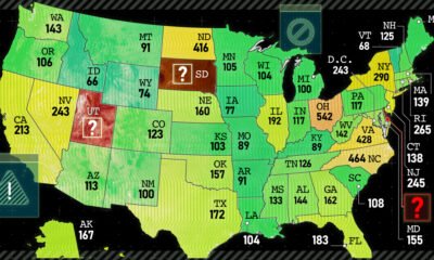 Preview of a map showing the number of Suspicious Activity Reports per 10,000 people by state in the U.S., using data from the Financial Crimes Enforcement Network.