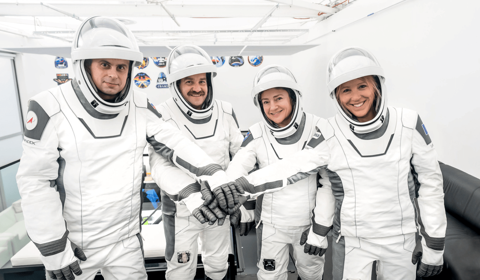Pictured from left: Roscosmos cosmonaut Andrey Fedyaev, NASA astronauts Jack Hathaway and Jessica Meir, and ESA (European Space Agency) astronaut Sophie Adenot.