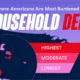 The preview image for a map of U.S. metro areas with the highest household debt-to-income ratios.