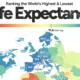 cropped map of life expectancy by country