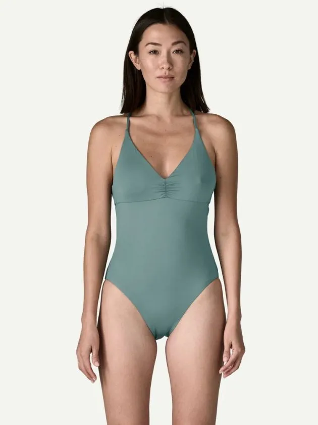 Teal sustainable one-piece from Patagonia