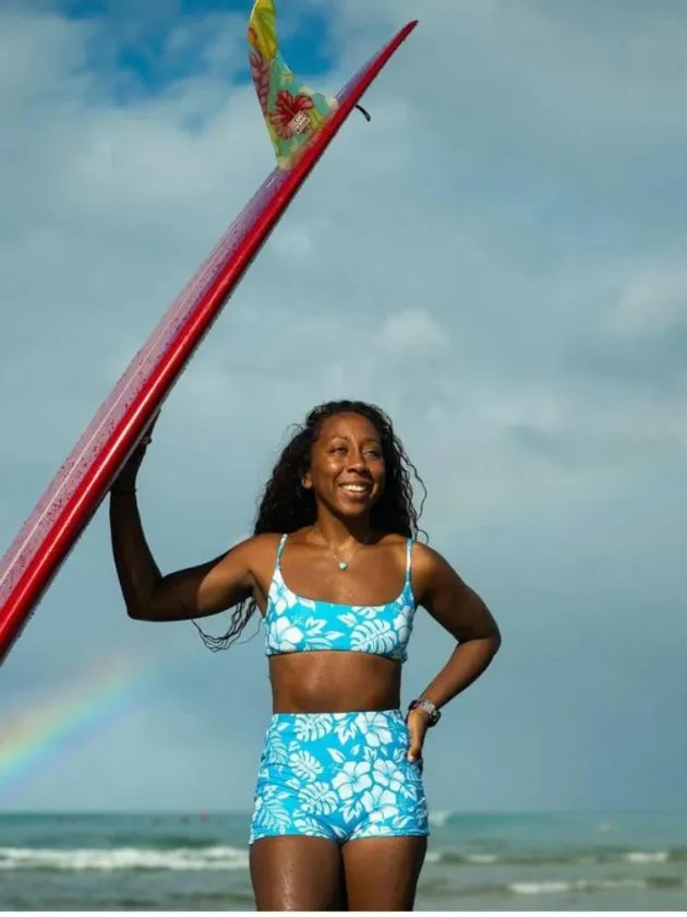 Blue Hawaiian print sustainable bikini