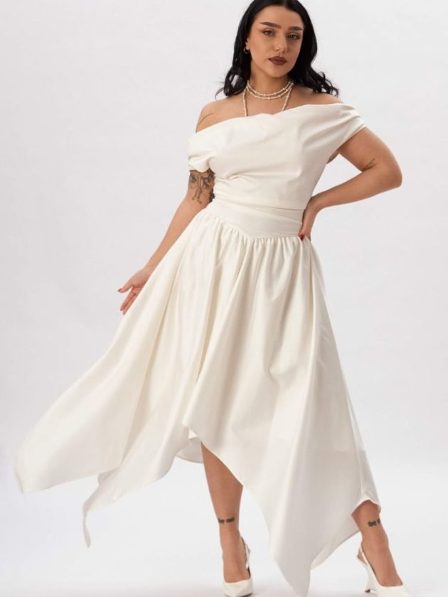 White slow fashion dress