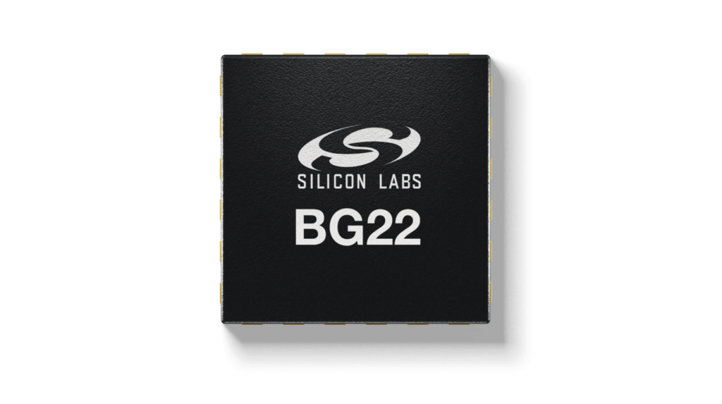 Promo pic of the Silicon Labs ultra-low-power BG22 Bluetooth LE SoC on a white background.