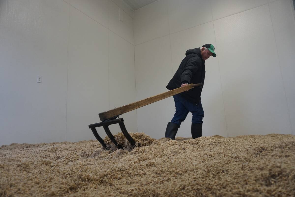 A large malt rake is used to turn the barley during malting. Photo: Matt McIntosh