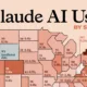 A map of the US charting Claude (chatbot) use by state.
