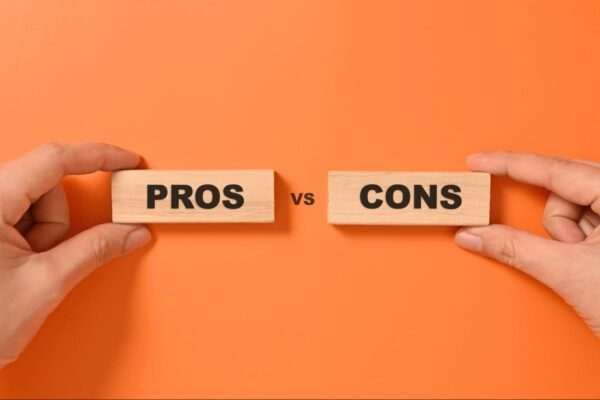 text reads pros and cons in orange