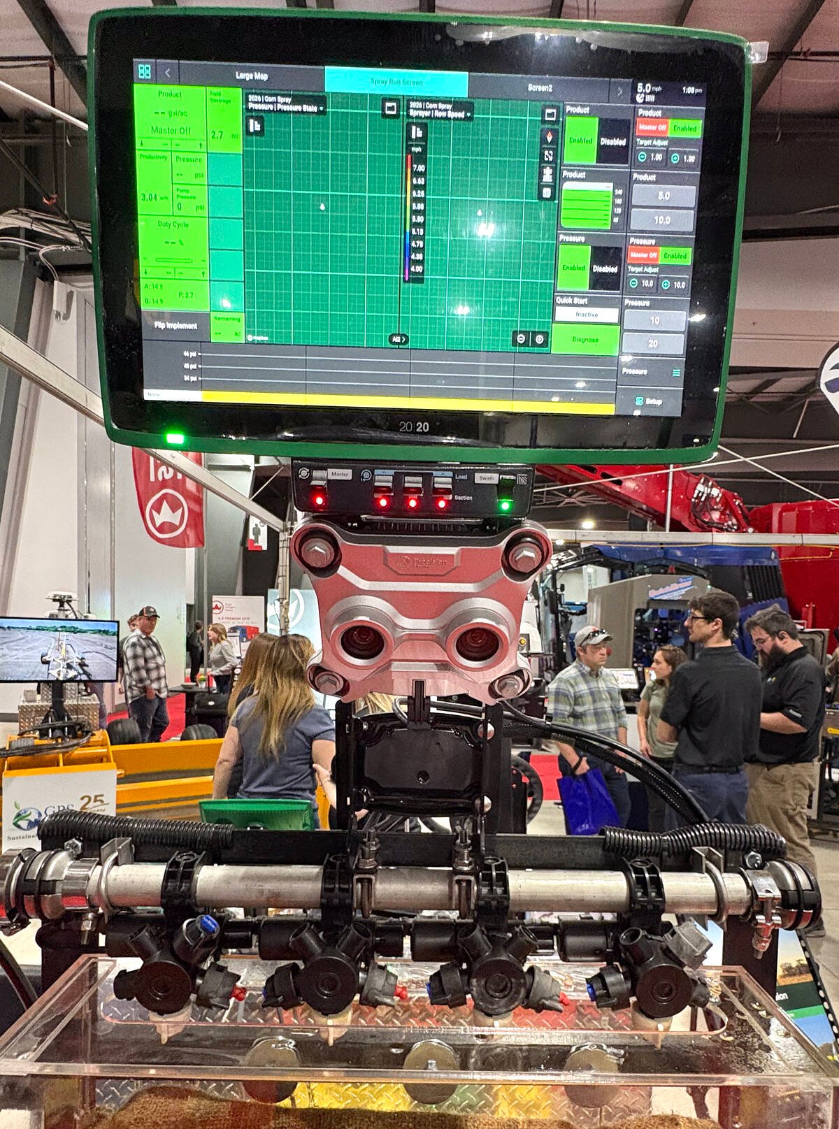 Precision Planting’s Symphony Nozzle system allows for real-time nozzle-to-nozzle control and adjustments to rate, pressure and droplet size from the comfort of the tractor cab. Photo: Diana Martin