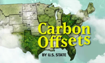 The preview image for a map showing which states issued the most carbon credits in 2025.