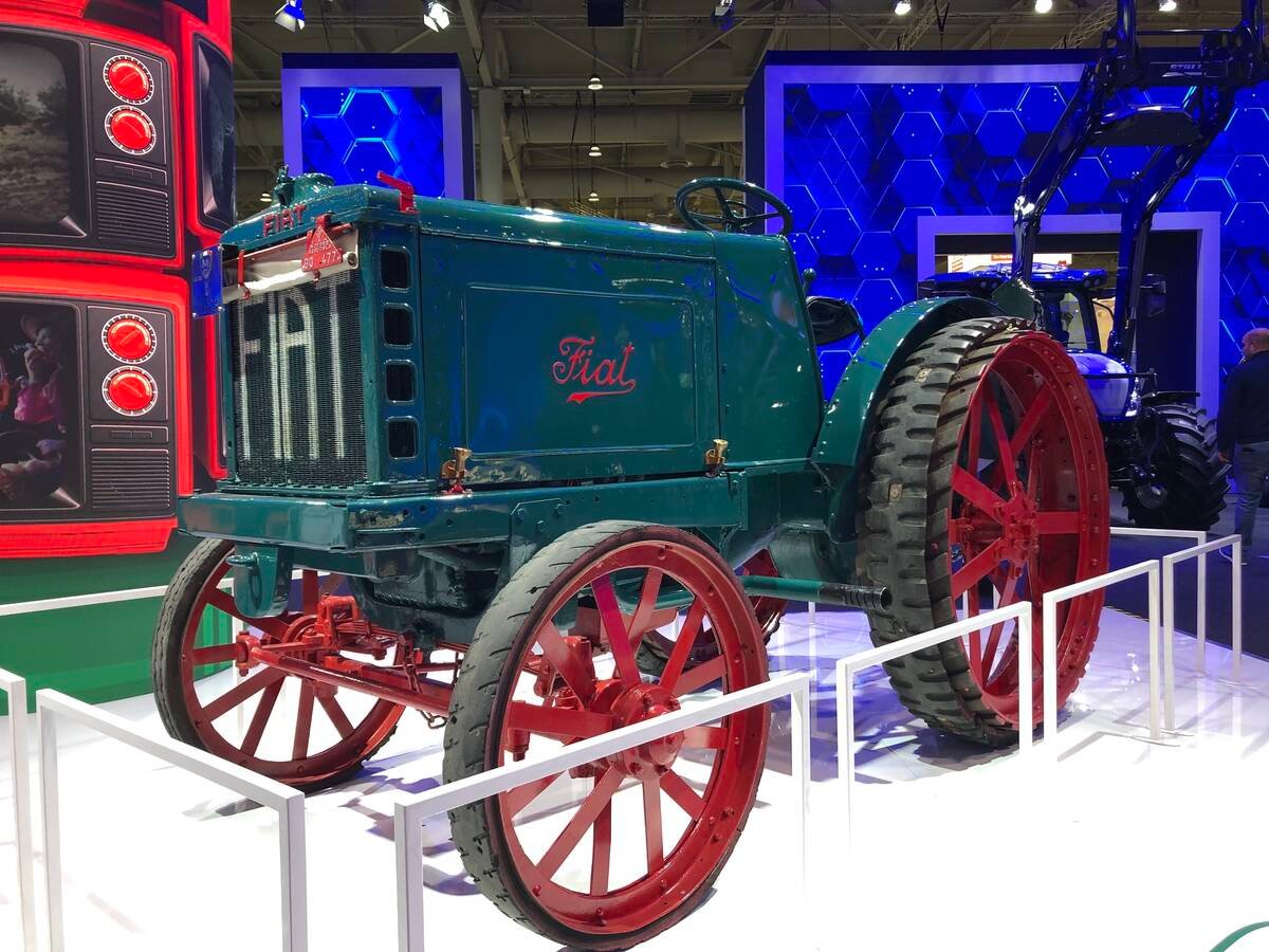 The original Fiat 702 began commercial production in Italy in 1918 and was the inspiration for the concept tractor. Both tractors were displayed at Agritechnica. Photo: Greg Berg